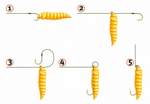 Как насадить опарыша на крючок
